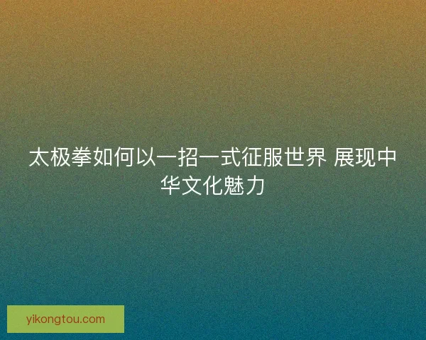 太极拳如何以一招一式征服世界 展现中华文化魅力